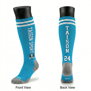 Men Baseball <b>Socks</b> Premium 210 GSM <b>Soft</b> Stretch Cotton Polyester Fabric Green Black White Striped Athletic Fit Custom Knit Logo - Product Image 4