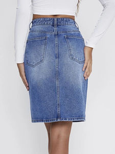 Jean délavé tendance HSI 2026 avec ceinture classique, multiples poches, style fantaisie, fermeture éclair avant et boutonnière - Product Image 3