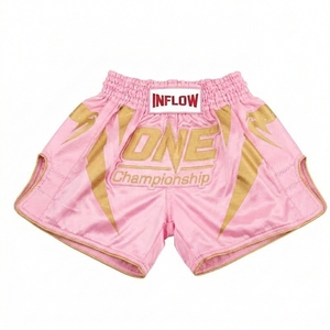 Pantalones Cortos de Boxeo Unisex Rojos y Dorados de Secado Rápido y Transpirables, 100% Poliéster, con Logotipo de One Championship, Impresión Digital - Product Image 2