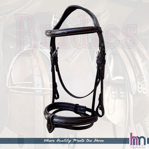 Bridon de dressage anatomique de luxe en cuir rembourré marron Havana, avec surmêchoir flash et surpiqûres fantaisie personnalisées - Product Image 6