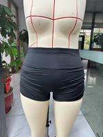 Shorts froncés grande taille pour femme, taille haute, noir, moulant, avec fronces latérales, tenue de club, vente en gros, personnalisable