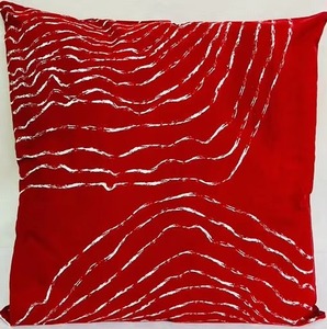 Red Square <b>Cushion</b> Cover With White Abstract Embroidery Modern Home Decor Handmade Design Pillow Cases - Product Image 1