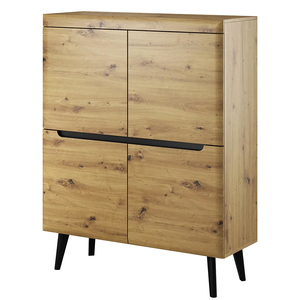 Buffet moderne en bois massif de style nordique Newry avec 2 portes, style scandinave du milieu du siècle, pieds coniques, armoire de rangement pour salon - Product Image 1