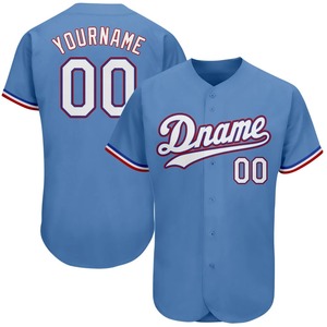 Custom Authentic Baseball Jersey Light Blue Old Gold Royal Blue Team Uniform OEM Wholesale Full Button Athletic Baseball Shirt - Product Image 5