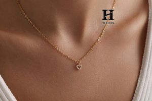 18K Gold Dainty Heart Pendant <b>Necklace</b> Micro Pave Lab Diamond Heart Charm <b>Necklace</b> for Women Jewelry Gift - Product Image 5