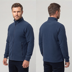 Veste polaire à col montant pour homme, vêtement d'hiver décontracté, veste d'entraînement en molleton polaire zippée pour homme, vestes d'échauffement d'hiver en molleton bouclette - Product Image 1