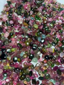 Tourmaline naturelle en vrac, taille coussin, taille ovale, 3 mm, rose, violet, bleu, orange, marron, blanc, transparent, polie pour la fabrication de bijoux - Product Image 1