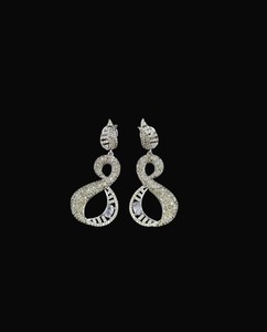 Elegantes Pendientes Largos Geométricos de Moda con Micro Pavé de Circonitas Cúbicas en Rosa y Verde, Diseño Infinito, Venta al por Mayor, Joyería para Fiesta, Regalo para Mujer - Product Image 5