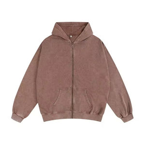 Sudadera con capucha de invierno para hombre, 100% algodón, lavada, de corte regular, con cremallera, hombros caídos, bordada, de diseñador, precio económico - Product Image 5