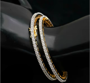 Luxury Designer Best Quality Gold White Finish Stylish Two <b>Set</b> Of <b>Bangles</b> for Women Wedding Party Wear Collection - Product Image 2