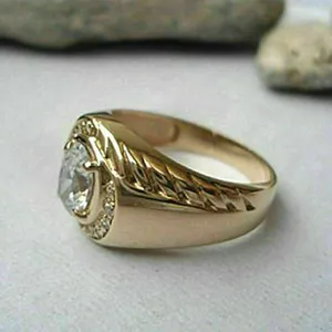 Moissanite Engagement <b>Ring</b> 925 Sterling <b>Silver</b> Gold Plated Luxury Vintage Wedding Brilliant Cut Stone Fine Jewelry Gift for <b>Men</b> - Product Image 4