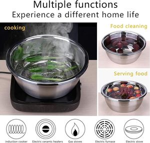 Tazón Multifuncional de Acero Inoxidable para Cocinar, Lavar y Servir, Apto para Estufas de Inducción, Gas y Eléctricas, Recipiente de Cocina - Product Image 6