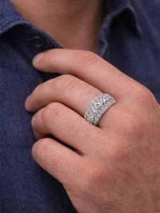 Hip Hop <b>Mens</b> Multi Row Iced Out Bling <b>Ring</b> 925 <b>Silver</b> 10K 14K Gold Finish Bold Statement Fashion <b>Ring</b> Luxury Streetwear Style - Product Image 5