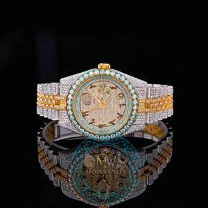 Montre Chronographe de Luxe pour Homme avec Diamants Moissanite, Boîtier en Acier Inoxydable 41mm, Mouvement Quartz Analogique, Fermoir Déployant Simple Mixte - Product Image 1