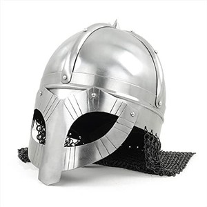 Medieval King Knight Helmet Viking Warrior <b>Armour</b> Polished Silver Plated Stainless Steel Antique Style Shape Collectible Metal - Product Image 1