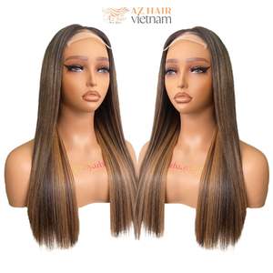 วิกผมชาวเวียดนาม2024ติดหนังกำพร้าติดลูกไม้แบบไม่ผ่านการแปรรูประดับ HD - Product Image 2