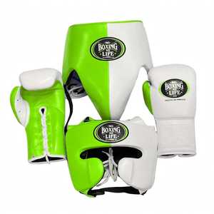 Wholesale New Customized Color No <b>Boxing</b> No Life <b>Sparring</b> <b>Set</b> Real Leather Training Gloves Adjustable Strap Headgear Groin Guard - Product Image 4