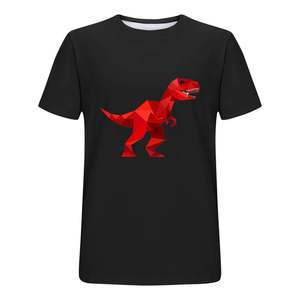T-shirt à manches courtes pour homme, imprimé T-Rex origami rouge, col rond, coupe classique, style décontracté, tissu jersey 100% coton, respirant - Product Image 2
