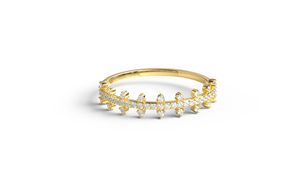 Anillo de Diamantes de Corte Redondo con Corona de Tiara de Oro de 18K Vintage para Mujer, Anillo de Media Eternidad, Regalo de Boda Único, Joyería Fina para Mujer - Product Image 1