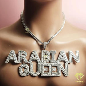 Custom " Arabian Queen " <b>Name</b> Pendant Necklace Iced Out Moissanite Diamond Hip Hop Tennis <b>Chain</b> Jewelry Gift - Product Image 4