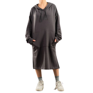 Sudadera con Capucha para Mujer, Color Sólido, Manga Larga, Tejido de Algodón, Estilo Holgado, Informal, para Otoño - Product Image 5