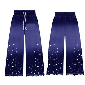 Pantalones Anchos Personalizados para Hombre, Cintura Elástica con Cordón, Estampado Moderno con Degradado de Color, Transpirables, Ligeros, de Algodón - Product Image 5