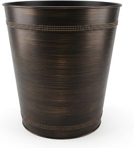 Round Metal Wastebasket Decorative Trash Can for Bathroom Bedroom Office Kitchen <b>Dustbin</b> Home Decor - Product Image 5