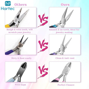 3 Pcs Mini Jewelry <b>Pliers</b> <b>Set</b> Side Cutter Round Nose Long Nose Wire Bending Tools Ergonomic Soft Rubber Grip for DIY Beading - Product Image 5