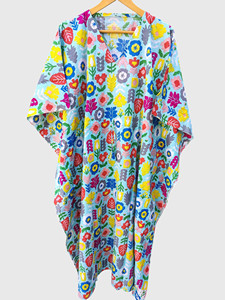 Robe kimono florale pour femmes, col en V, manches mi-longues, vêtement de détente long avec cordon de serrage - Product Image 2