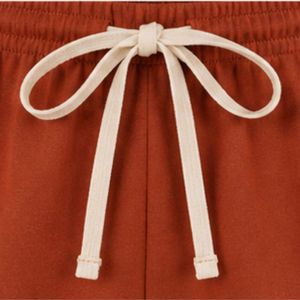 White And Rust Women Two Piece Shorts Set Round Neck Button <b>Top</b> Rose Embroidery Casual Summer Cotton Lounge Wear Outfit OEM - Product Image 6