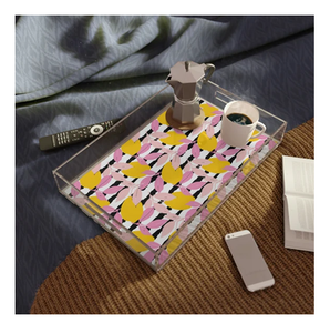 Bandeja de Servir Rectangular Moderna de Acrílico Transparente con Diseño Floral para Bodas y Fiestas, Artículo de Vajilla - Product Image 6