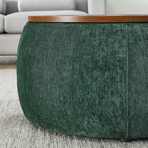 Pouf Contenitore Rotondo 2 in 1 Verde (63,5x63,5x37,3 cm) che Funziona come Tavolino d'Appoggio e Piccolo Sgabello/Pouf - Product Image 5