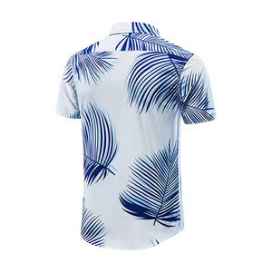 Chemise hawaïenne pour homme à manches courtes, imprimé palmiers bleus, col rabattu, respirante, idéale pour les vacances d'été - Product Image 5