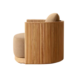 Sillón de Exterior Contemporáneo con Giro de 360 Grados, Estructura Curva Elegante de Teca Sólida, Muebles de Jardín de Lujo - Product Image 4