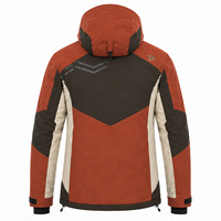 Veste de ski imperméable à capuche pour homme, en polyester color-block, technologie Tex, fermeture éclair sur le devant, pour les activités de plein air