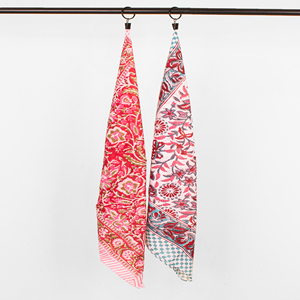 Ethnic Hand Block Printed Cotton Bandana Vintage Style <b>Square</b> <b>Scarf</b> Multifunctional Spring Summer Unisex - Product Image 2