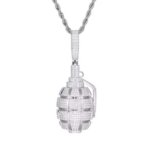 Colgante de Granada VVS de Plata 925 con Moissanita y Diamantes, Chapado en Oro, Engaste de Garra, Estilo Hip Hop, Unisex, Joyería de Regalo - Product Image 2