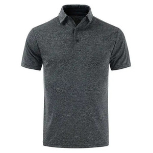 Polo à manches courtes gris uni pour homme, tissu tricoté, boutons sur le devant, style décontracté, respirant, coupe classique - Product Image 6