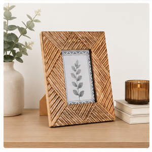Wholesale Hand-Carved Solid <b>Wooden</b> Photo <b>Frame</b> Geometric Textured Rustic <b>Picture</b> <b>Frame</b> for Tabletop Home Decor OEM Custom Size - Product Image 6
