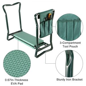 Siège pliant portable pour jardinier avec coussin moelleux et pochette à outils - Product Image 2