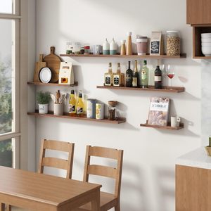 Étagère murale flottante en bois massif, étagère de présentation murale pour salon, chambre, bureau, décoration intérieure, étagères à monter - Product Image 4