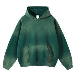 เสื้อฮู้ดดี้ผู้ชายคุณภาพสูง ล้างสีแบบแอซิดวอช ทรงโอเวอร์ไซส์ ผ้าฝ้ายฟลีซ 100% เสื้อฮู้ดดี้ล้างสีแบบแอซิดวอช สำหรับทุกเพศ - Product Image 1