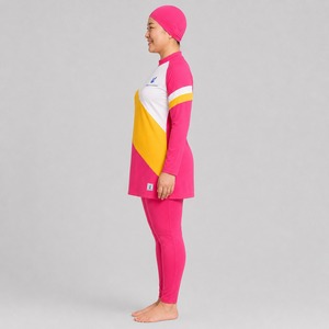 Ensemble de bikini modeste pour femme, couleur entièrement personnalisable, coupe haute, deux pièces, imprimé, logo avant, fermetures éclair, séchage rapide, burkini de bain - Product Image 5