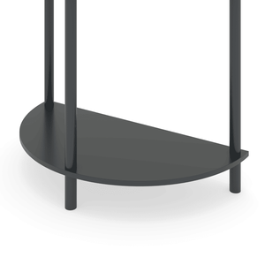 Tavolo Console Demi-Luna Artigianale con Motivo a Onde, Finitura Grigio Scuro Unico, Design a Mezzaluna, Tavolino con 2 Vani Portaoggetti per Casa e Hotel - Product Image 2