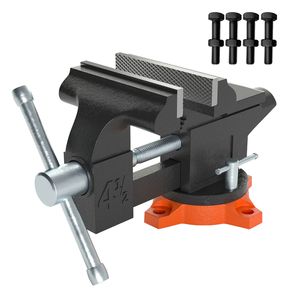 Morsa da banco multiuso in acciaio con base girevole a 240 gradi, larghezza ganasce 4,5 pollici, apertura ganasce 3,3 pollici, bloccaggio robusto, modello C - Product Image 2