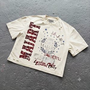 เสื้อยืดโอเวอร์ไซส์สไตล์วินเทจลายกราฟิกประดับเพชร พรีเมียมคอตตอน สตรีทแวร์ ฮิปฮอป ลุคซักยืด OEM ODM - Product Image 3
