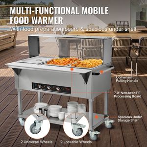 Scaldavivande Commerciale a 3 Vasche 1500W, Tavolo Elettrico a Vapore 20.6QT, Attrezzatura Professionale per Buffet e Catering in Acrilico - Product Image 6