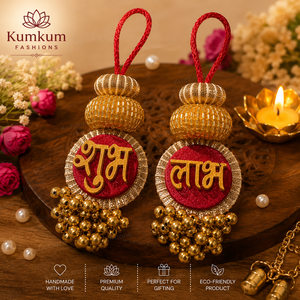Venta al por mayor de Mini Shubh Labh: Decoración de pared con cuentas de madera artesanales para el hogar, templo, entrada, regalo festivo para Diwali y bodas. - Product Image 2