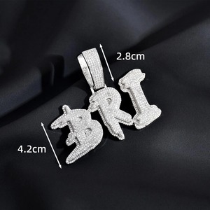 925 Sterling Silver Moissanite Customize Big Iced Out <b>Name</b> Pendant Made To The Customized Size - Product Image 3