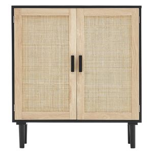 Mobiletto in Rattan con Ripiani Regolabili e 2 Ante Magnetiche, Credenza per Ingresso e Corridoio - Product Image 1